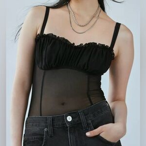 Urban Outfitters Out From Under Sheer Mesh Ruched Bodysuit
